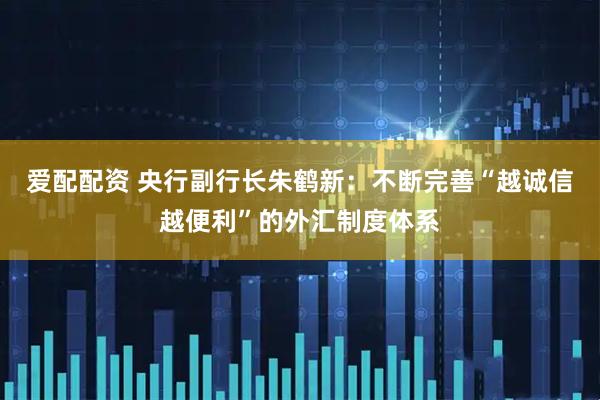 爱配配资 央行副行长朱鹤新：不断完善“越诚信越便利”的外汇制度体系